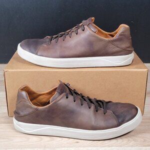 Olukai Lae Ahi Li Ili Shoes Mens Size 10.5 Brown White Leather Casual Sneakers